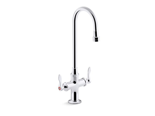 Triton® Bowe™ 0.5 gpm monoblock gooseneck bathroom sink faucet with laminar flow and lever handles, drain not included, Polished Chrome