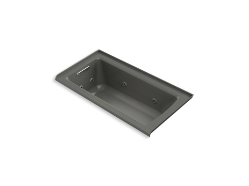 Archer® 60" x 30" three-side integral flange whirlpool with heater and left-hand drain, Thunder Grey