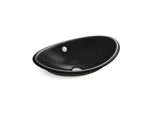 Iron Plains® Wading Pool® oval bathroom sink with Iron Black painted underside, Black Black