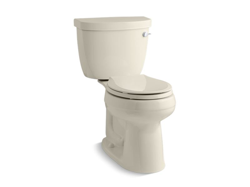 Cimarron® Comfort Height® two-piece round-front 1.28 gpf toilet with AquaPiston® flush technology and right-hand trip lever, seat not included, Almond