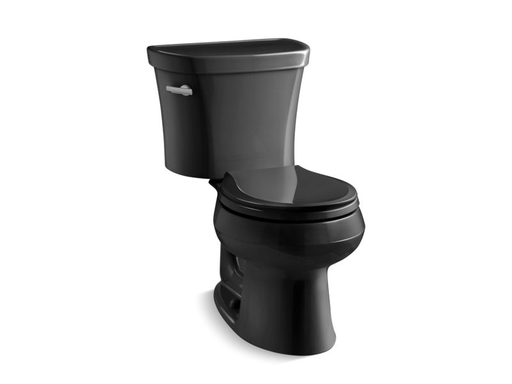 Wellworth® two-piece round-front 1.28 gpf toilet with Class Five® flush technology and left-hand trip lever, seat not included, Black Black