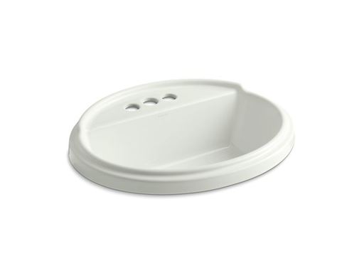 Tresham® oval drop-in bathroom sink with 4" centerset faucet holes, Dune