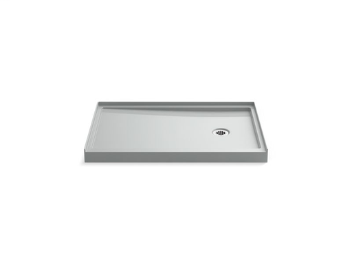 Rely® 48" x 32" single-threshold shower base with right-hand drain, Ice™ Grey