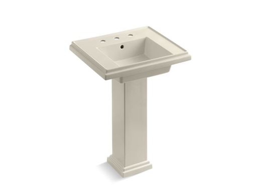Tresham® 24" pedestal bathroom sink with 8" widespread faucet holes, Almond