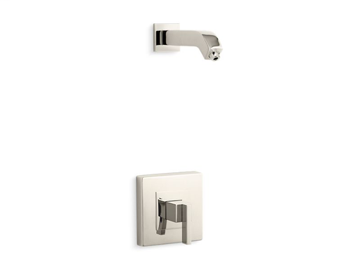 Loure® Rite-Temp® shower valve trim with lever handle, less showerhead, Vibrant Polished Nickel