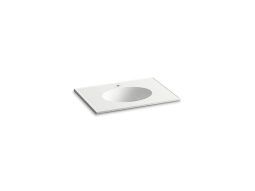 Ceramic/Impressions® 31" oval vanity-top bathroom sink with single faucet hole, White Impressions