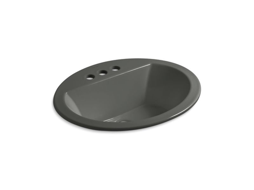 Bryant® oval drop-in bathroom sink with 4" centerset faucet holes, Thunder Grey