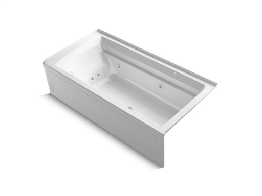 Archer® 72" x 36" integral apron whirlpool + BubbleMassage™ Air Bath with right-hand drain, White