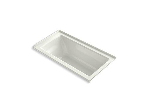 Archer® VibrAcoustic® 60" x 30" three-wall alcove bath with Bask® heated surface, integral flange, and right-hand drain, Dune