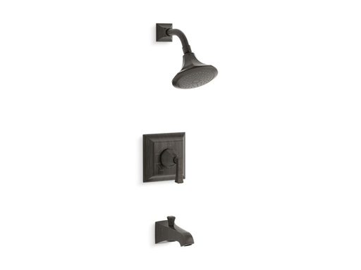 Memoirs® Stately Rite-Temp® bath and shower valve trim with Deco lever handle, spout and 2.5 gpm showerhead, Oil-Rubbed Bronze