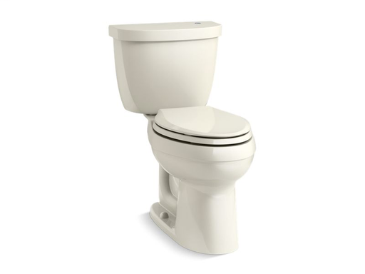 Cimarron® Touchless Comfort Height® two-piece elongated 1.28 gpf toilet with AquaPiston® flushing technology, seat not included, Biscuit