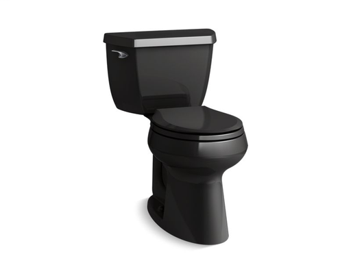 Highline® Classic Comfort Height® two-piece round-front 1.28 gpf toilet with Class Five® flush technology and left-hand trip lever, seat not included, Black Black