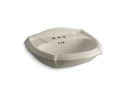 Portrait® pedestal bathroom sink basin with 4" centerset faucet holes, Sandbar