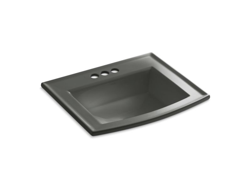 Archer® drop-in bathroom sink with 4" centerset faucet holes, Thunder Grey