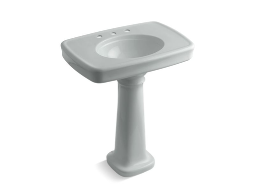 Bancroft® 30" pedestal bathroom sink with 8" widespread faucet holes, Ice™ Grey