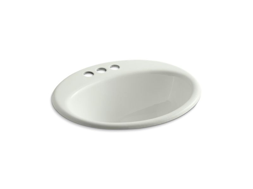 Farmington® drop-in bathroom sink with 4" centerset faucet holes, Dune