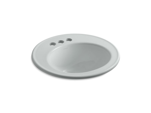 Brookline® 19" diameter drop-in bathroom sink with 4" centerset faucet holes, Ice™ Grey
