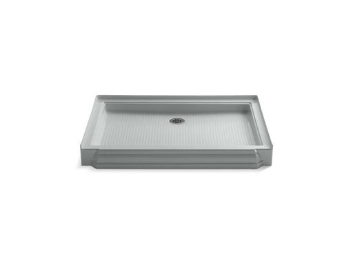 Memoirs® 48" x 34" single threshold rear center drain shower base, Ice™ Grey