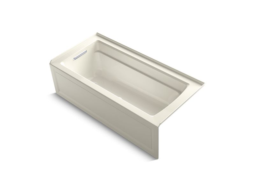 Archer® 66" x 32" alcove BubbleMassage™ Air Bath with integral apron, left-hand drain and Bask™ heated surface, Biscuit