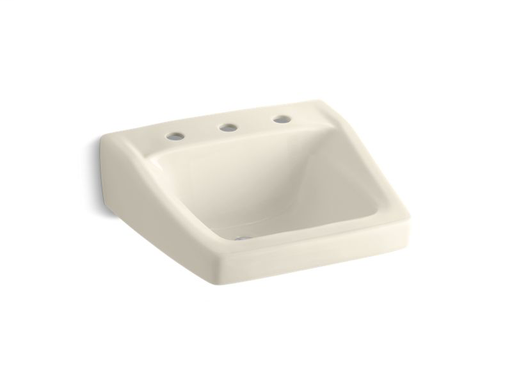 Chesapeake™ 20" x 18-1/4" wall-mount/concealed arm carrier bathroom sink with 8" widespread faucet holes, Almond