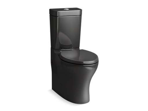 Persuade® Circ Comfort Height® two-piece elongated dual-flush toilet with top-mount actuator and skirted trapway, seat not included, Black Black