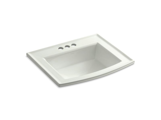 Archer® drop-in bathroom sink with 4" centerset faucet holes, Dune