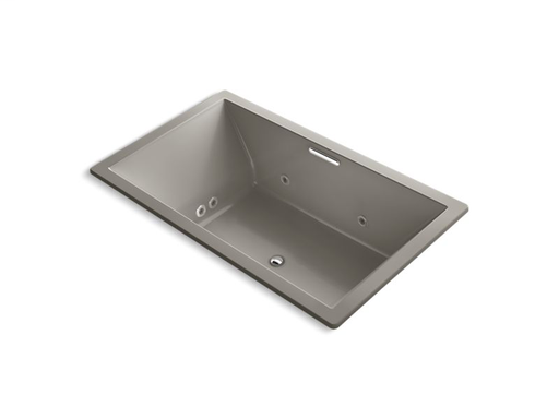 Underscore® Rectangle 72" x 42" drop-in whirlpool + BubbleMassage™ Air Bath with center drain, Cashmere
