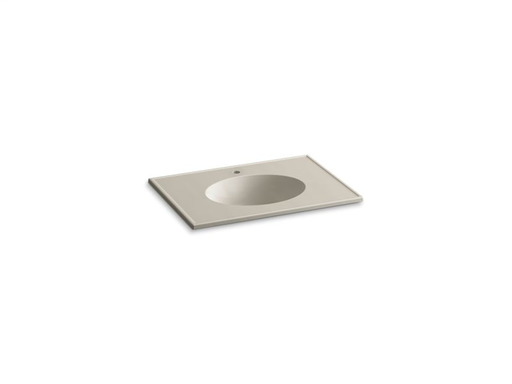 Ceramic/Impressions® 31" oval vanity-top bathroom sink with single faucet hole, Sandbar Impressions
