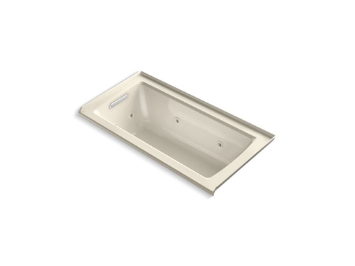 Archer® 60" x 30" three-side integral flange whirlpool with heater and left-hand drain, Almond