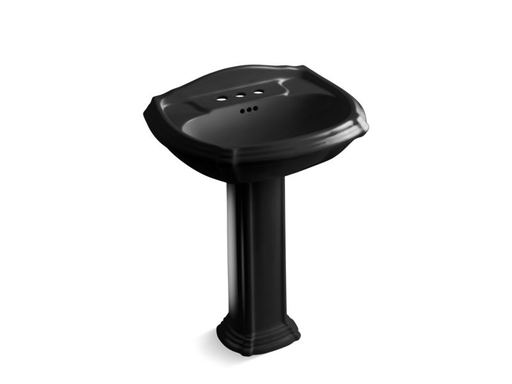 Portrait® pedestal bathroom sink with 4" centerset faucet holes, Black Black