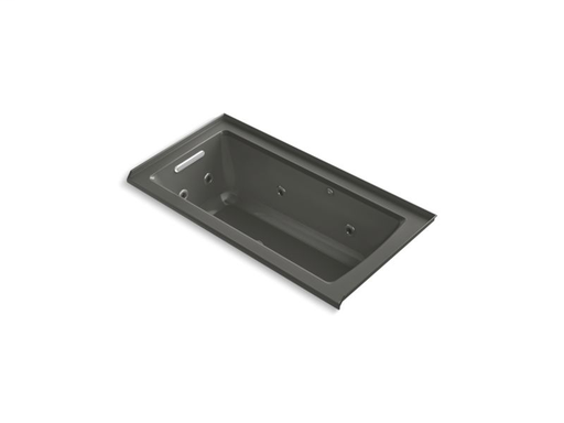 Archer® 60" x 30" integral flange whirlpool + BubbleMassage™ Air Bath with left-hand drain, Thunder Grey