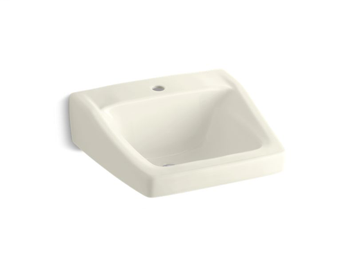 Chesapeake™ 20" x 18-1/4" wall-mount/concealed arm carrier bathroom sink with single faucet hole, Biscuit