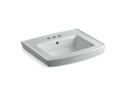 Archer® pedestal bathroom sink with 4" centerset faucet holes, Ice™ Grey