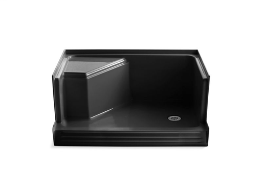 Memoirs® 48" x 36" single threshold right-hand drain shower base with integral seat at left, Black Black