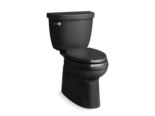 Cimarron® Comfort Height® two-piece elongated 1.28 gpf toilet with skirted trapway, seat not included, Black Black