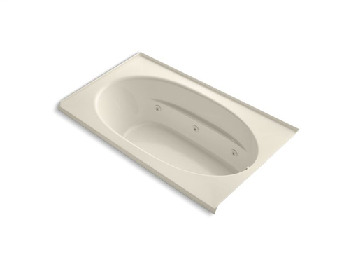 Windward® 72" x 42" alcove whirlpool with integral flange, right-hand drain and heater, Almond
