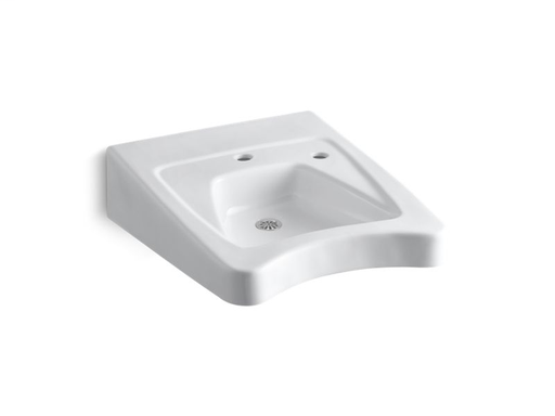 Morningside™ 20" x 27" wall-mount/concealed arm carrier wheelchair bathroom sink with single faucet hole and right-hand soap dispenser hole, White