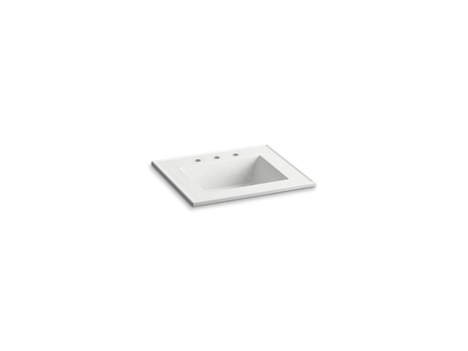 Ceramic/Impressions® 25" rectangular vanity-top bathroom sink with 8" widespread faucet holes, White Impressions
