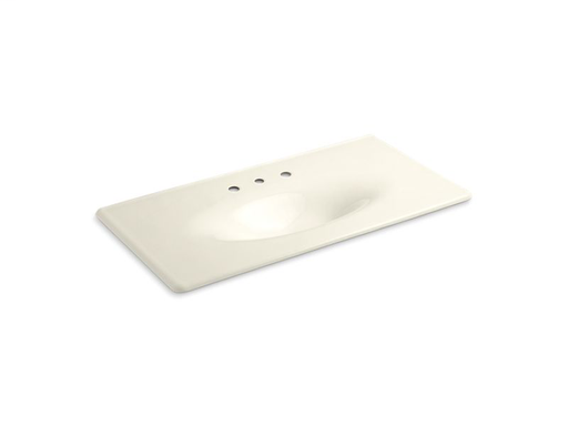 Iron/Impressions® 43" vanity-top bathroom sink with 8" widespread faucet holes, Biscuit