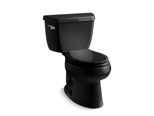 Wellworth® Classic two-piece elongated 1.28 gpf toilet with Class Five® flush technology, left-hand trip lever and tank cover locks, seat not included, Black Black