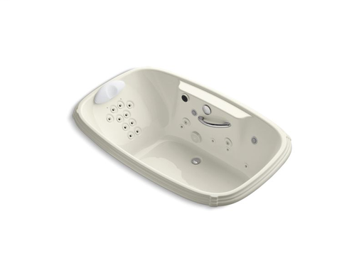 Portrait® 67" x 42" drop-in Effervescence + whirlpool with spa/massage package and right-hand pump, Biscuit
