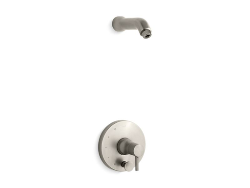 Toobi® Rite-Temp® shower trim set with push-button diverter, less showerhead, Vibrant Brushed Nickel
