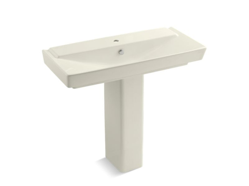 Rêve® 39" pedestal bathroom sink with single faucet hole, Biscuit