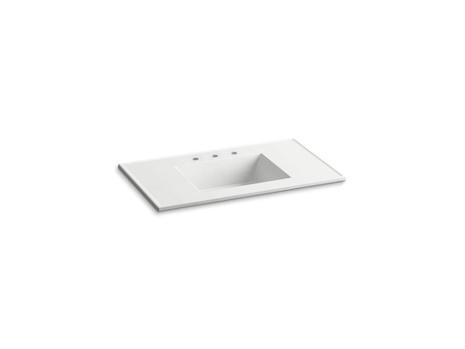 Ceramic/Impressions® 37" rectangular vanity-top bathroom sink with 8" widespread faucet holes, White Impressions