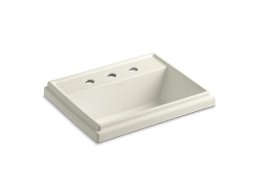 Tresham® rectangular drop-in bathroom sink with 8" widespread faucet holes, Biscuit