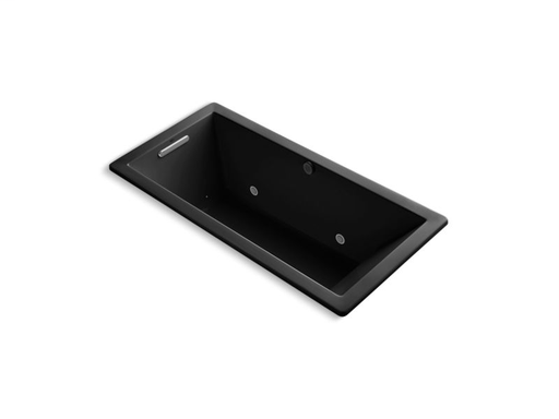 Underscore® Rectangle 66" x 32" drop-in BubbleMassage™ Air Bath with chromatherapy, Black Black