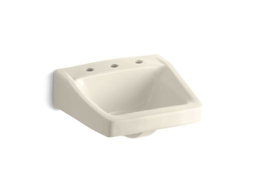 Chesapeake™ 19-1/4" x 17-1/4" wall-mount/concealed arm carrier bathroom sink with 8" widespread faucet hole, Almond