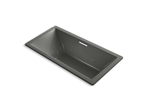 Underscore® Rectangle 72" x 36" drop-in whirlpool with heater without jet trim and with center drain, Thunder Grey