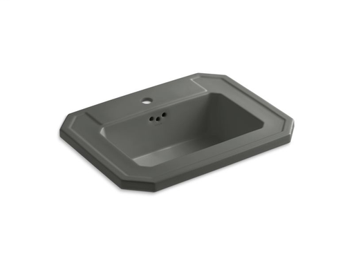 Kathryn® drop-in bathroom sink with single faucet hole, Thunder Grey
