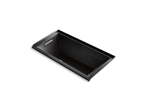 Underscore® Rectangle 60" x 30" alcove BubbleMassage™ Air Bath with Bask® heated surface and left-hand drain, Black Black